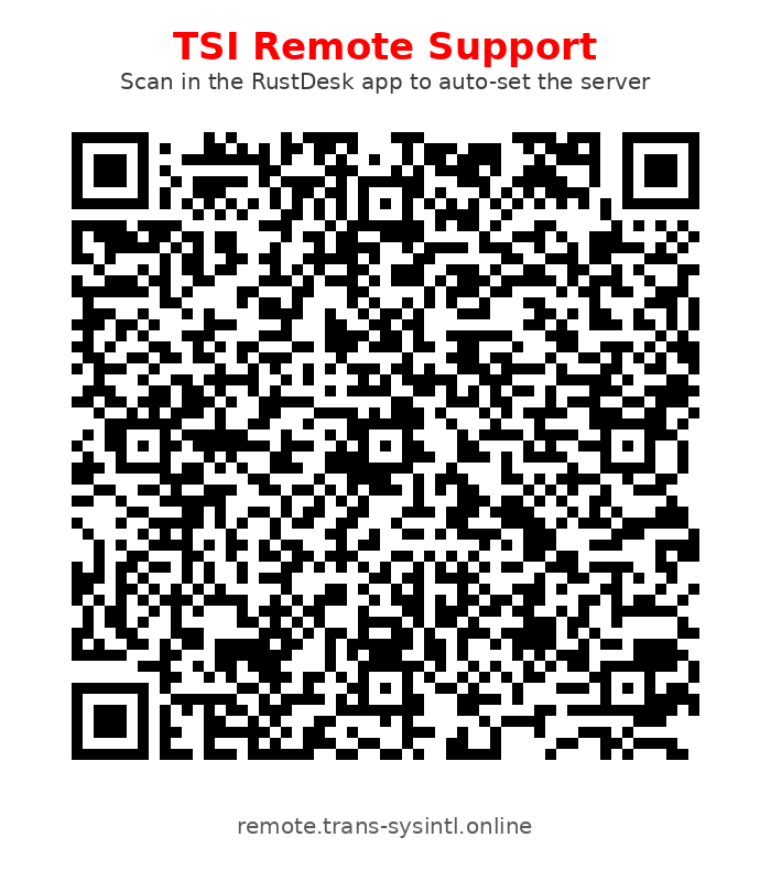 TSI Remote Support server QR